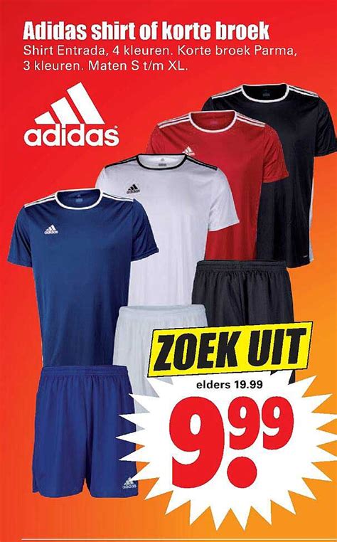 Adidas shirt of korte broek aanbieding bij Dirk 